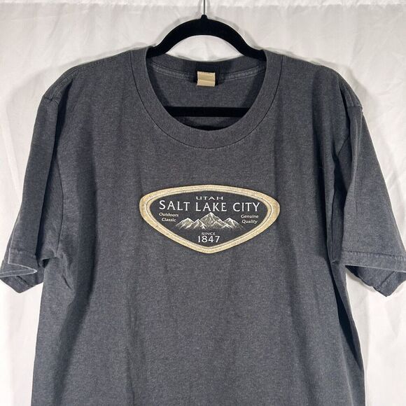 Salt Lake City Utah Shirt Unisex Large Grey Graphic Print Short Sleeve Cotton Bl - Picture 2 of 9